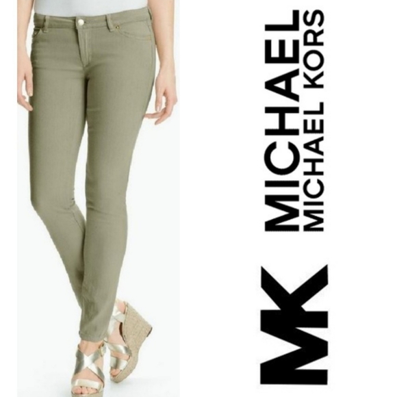 Michael Kors Denim - Michael Kors Safari Green Mid Rise Skinny Jean